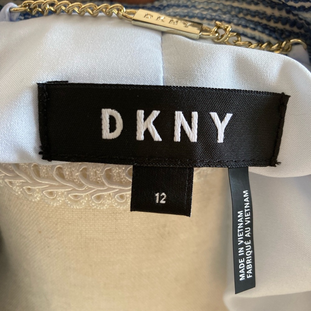 DKNY Navy and White Textured Blazer - Picture 3 of 6